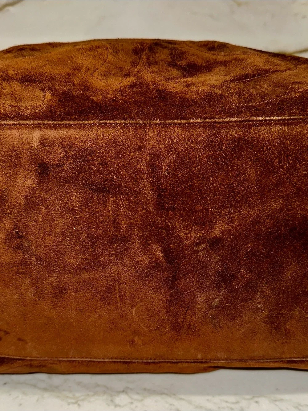 CHANEL Brown Suede Hobo Bag with Chain Handles and Tassle